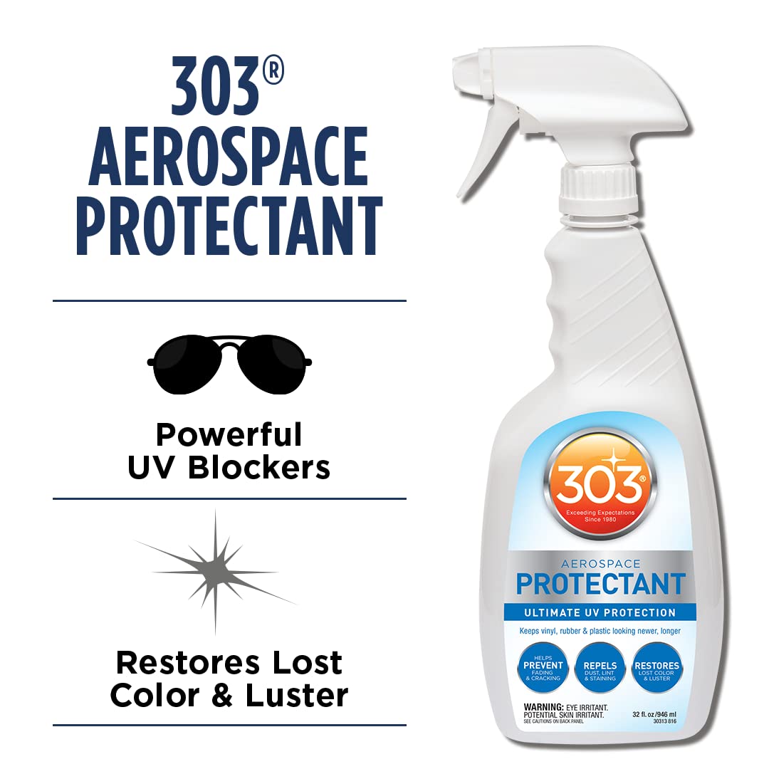 303 Products Aerospace Protectant Spray, UV Protection, Repels Dust, Dirt, & Staining, Matte Finish, Restores Like-New Appearance, Outdoor Cleaning Supplies 32 Fl. Oz.