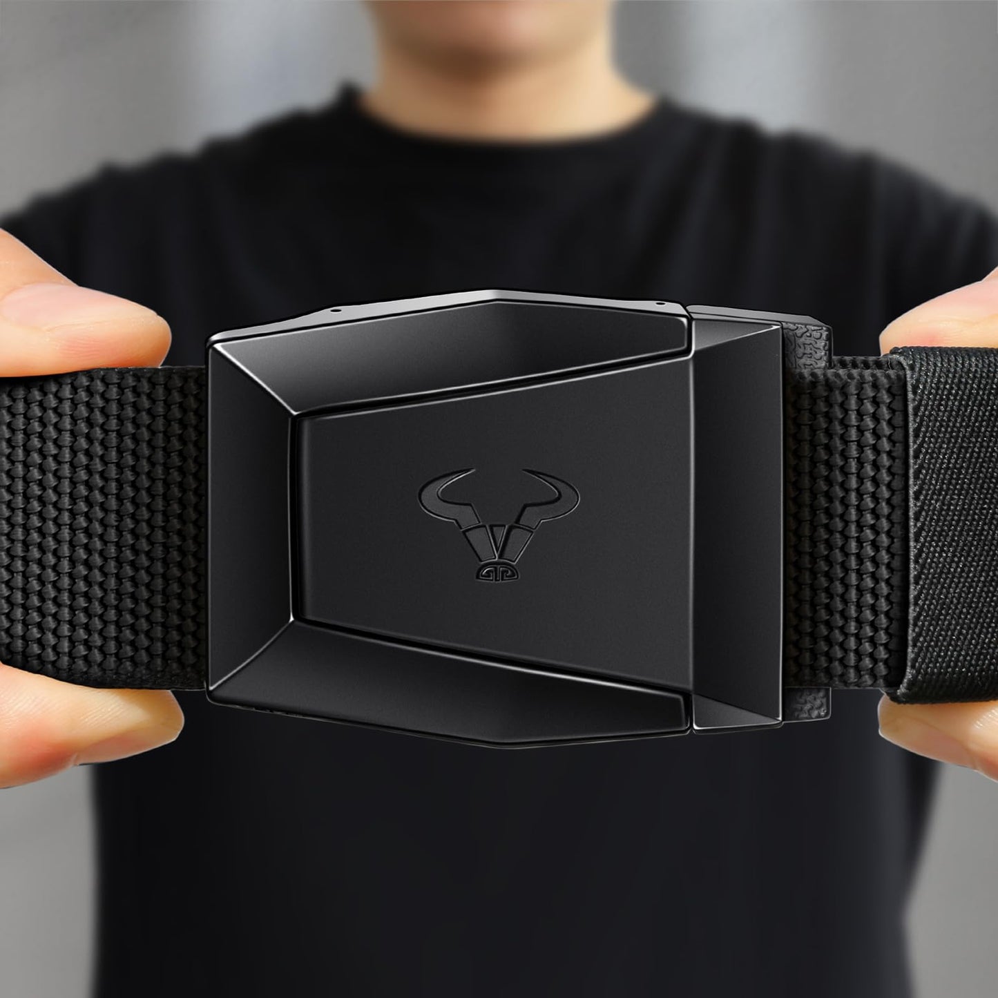 BULLIANT Men Belt 2 Pack,Nylon Web Holster Belt Stretch for Gift Men Outdoor Work Sports Hunting Hiking,Quick Release(Black/Dark Gray,28"-34" Waist Adjustable)