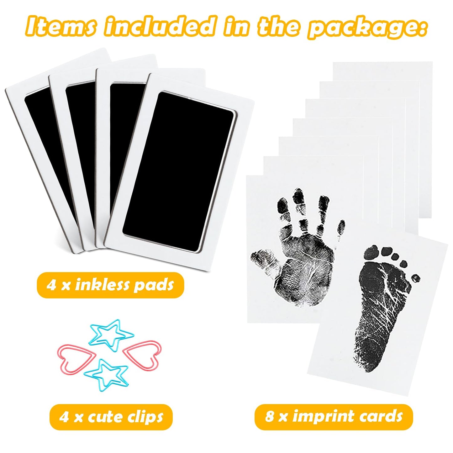 4-Pack Baby Inkless Hand and Footprint Kit Paw Nose Print Kit for Dogs Cats Pets Clean Touch Ink Pad for Baby Pets Newborn Keepsake Mess-Free Ink Pad