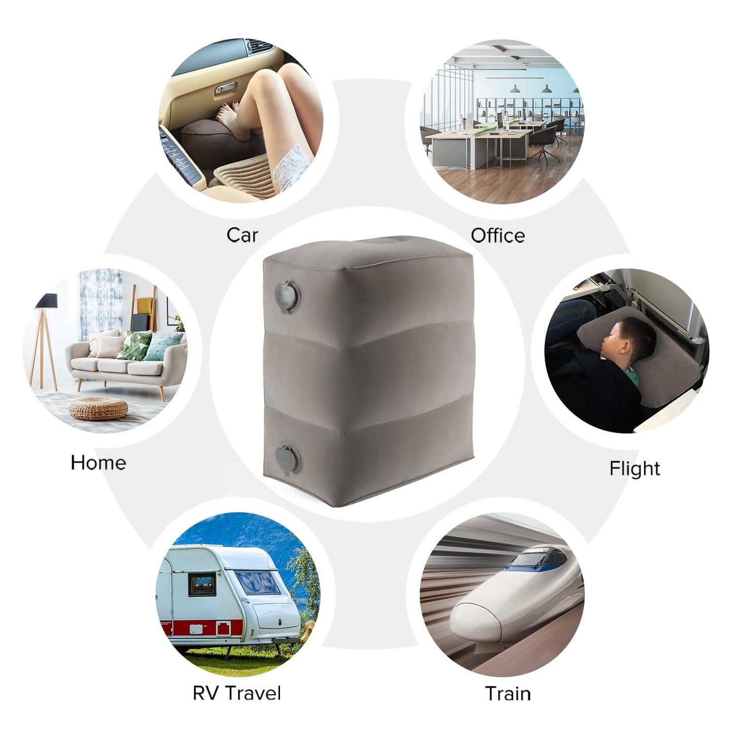 Inflatable Travel Foot Rest Pillow, Kids Airplane Bed, Adjustable Height Leg Pillow for Air Travel, Make a Flat Bed for Kids and Toddlers, Great for Airplane, Train, car(Grey, 1 Pack)