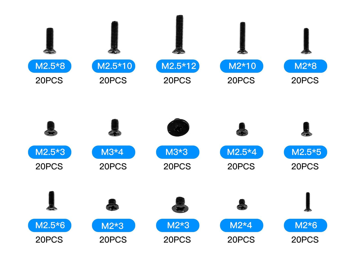 300PCS Computer Notebook Laptop Screws Assortment Kit, 12 Sizes M2.5 M2 M3 Laptop Screws for Lenovo Dell HP Asus Samsung Toshiba Acer SSD HDD SATA Hard Drive Mounting Repair