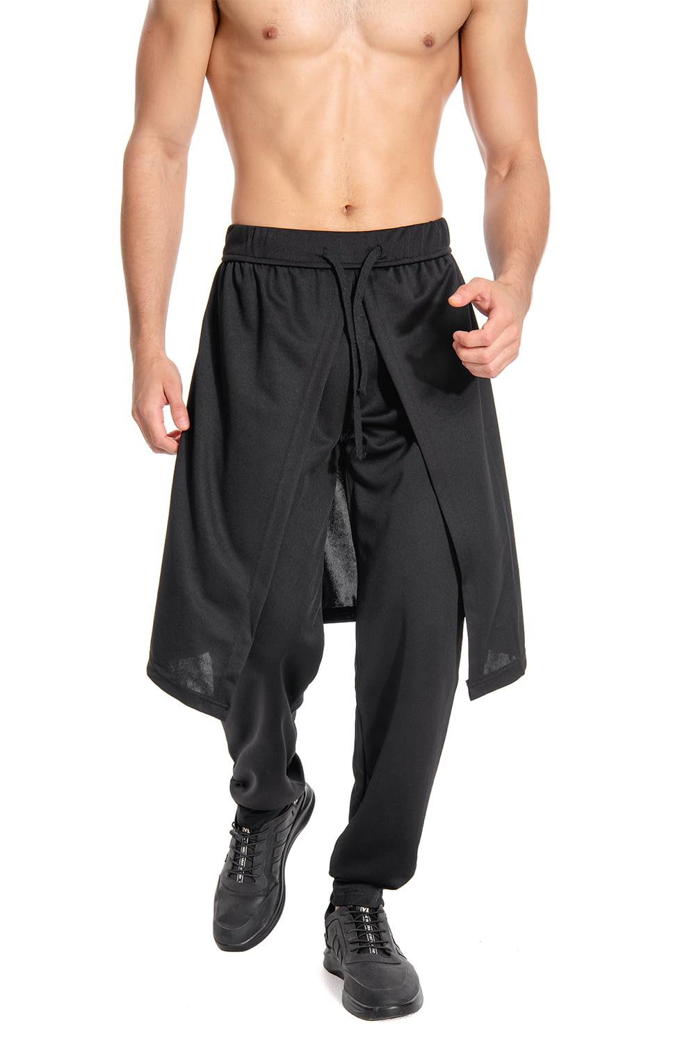 Adults Medieval Viking Steampunk Pants Mens Renaissance Gothic Trousers for Halloween Costume Black