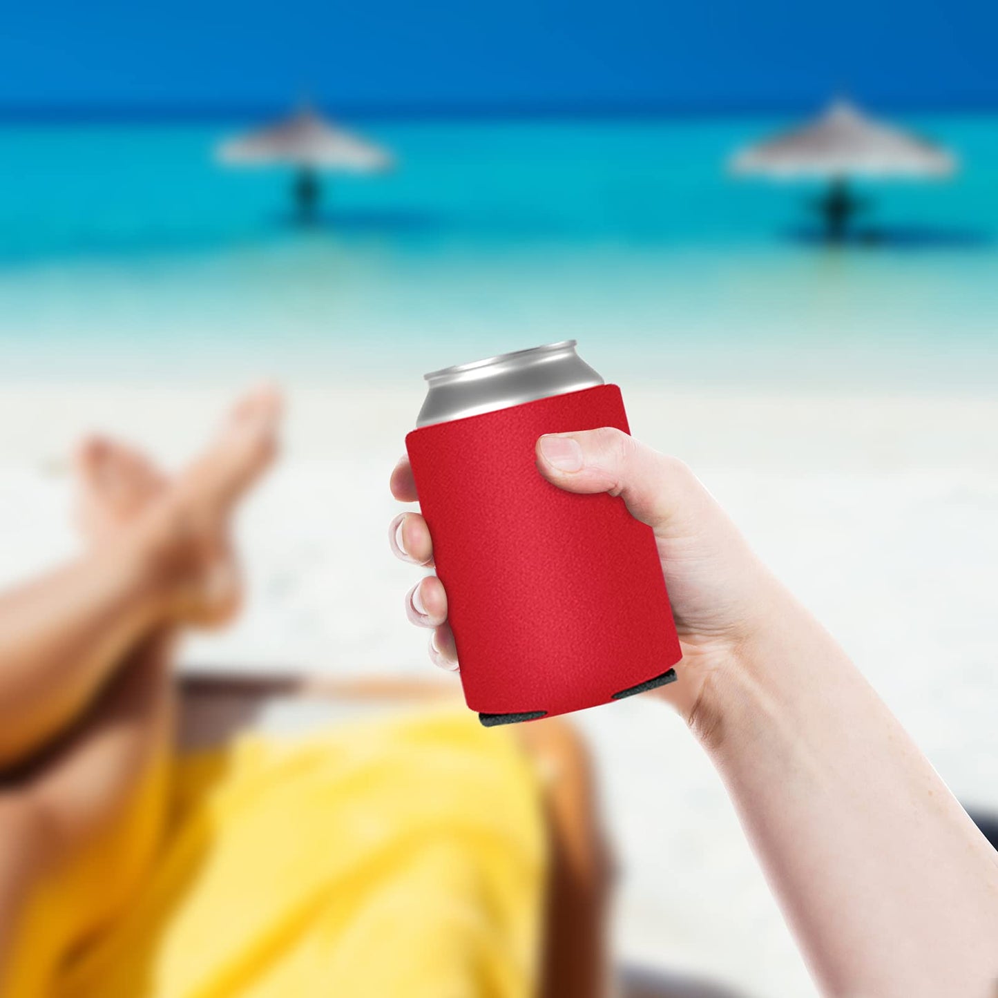 50 Pack Beer Can Coolers Sleeves, Soft Insulated Reusable Drink Cooler for Water Bottles, Blank Collapsible Soda Cover Cooler, DIY Customizable for Parties, Events or Weddings, Bulk