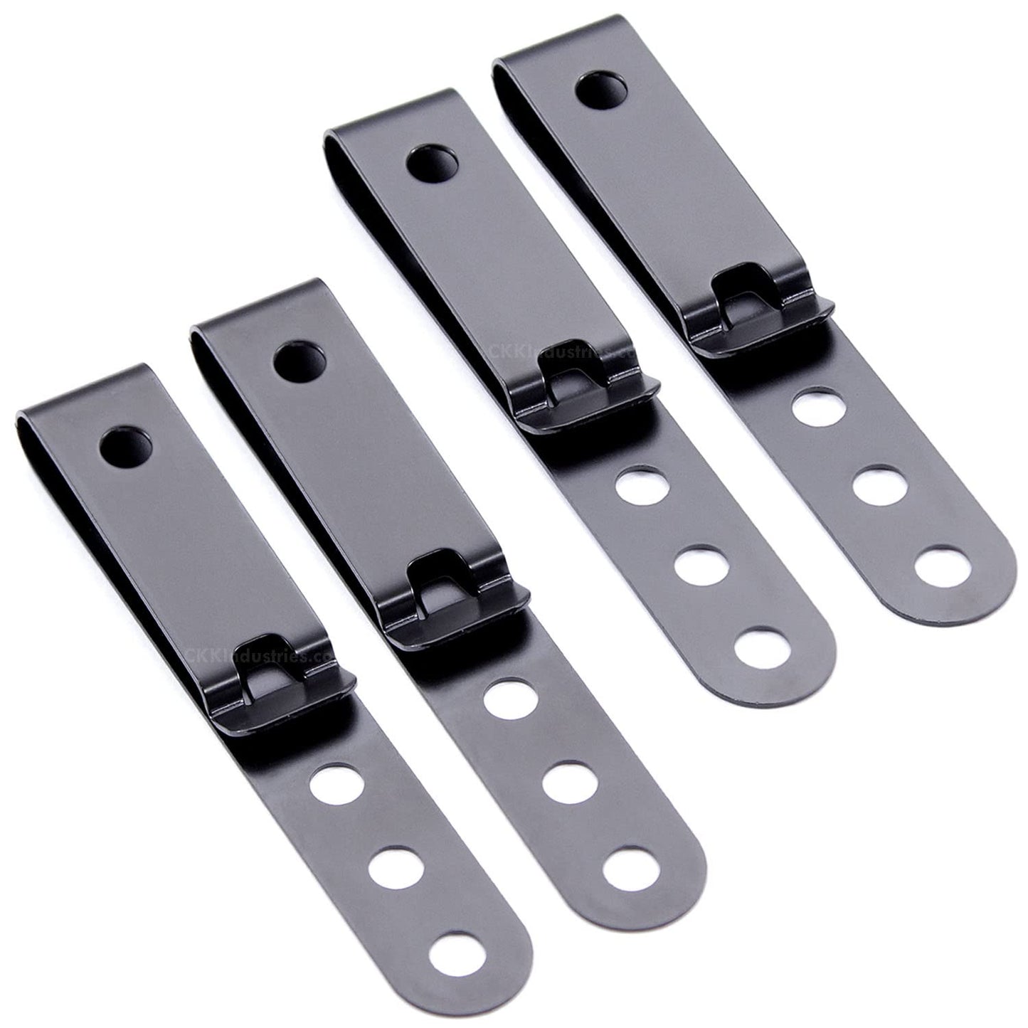 HolsterSmith Universal Metal Belt Clip for Holster Making - (Model 5) - (3-Hole) - (Tactical Black) - (4 Pack)