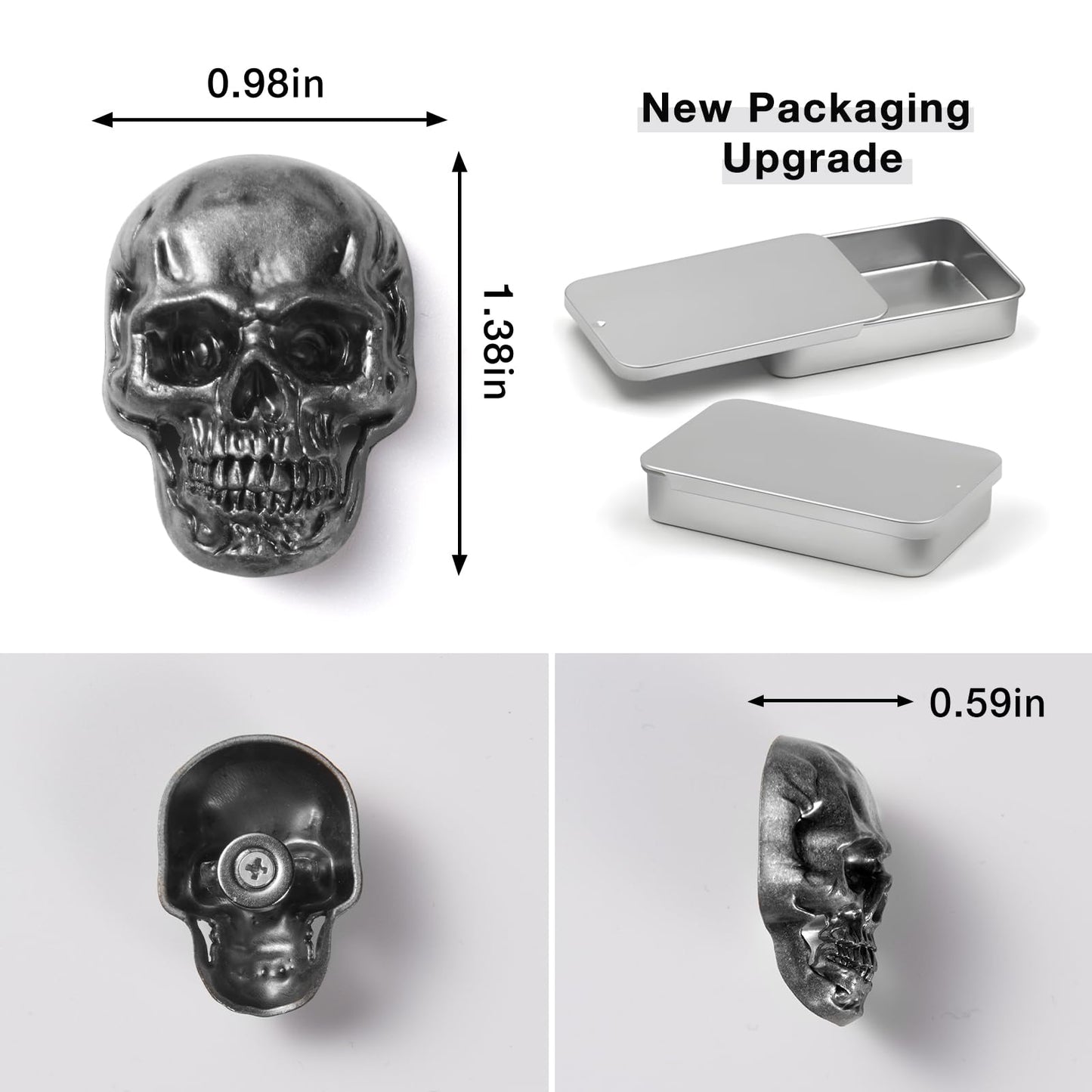 6 Pcs Skull Stainless Steel Refrigerator Magnets,Cool,Strong,Cute,Unique Funny Goth Decorative Fridge Magnets for Adults, Boys,for Kitchen,Office Whiteboards,Lockers,Imanes para Refrigerador (Black)…
