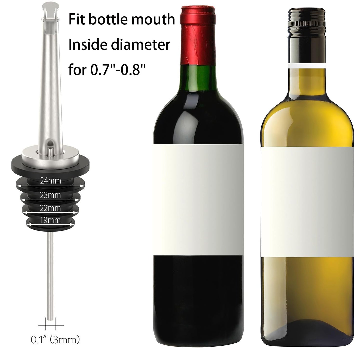 Axe Sickle 2 Pcs Stainless Steel Speed Pour Spouts, Olive Oil Dispenser Spout for 3/4" Bottle Mouth, Flip Top