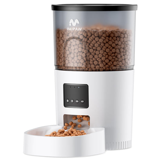 IMIPAW Automatic Cat Feeder - 3L Pet Dry Food Dispenser with Timed Programmable Portion Control, Dual Power Backup, Easy Set Up, 10 Meals Per Day for Cats and Puppies(Remote Not Supported)