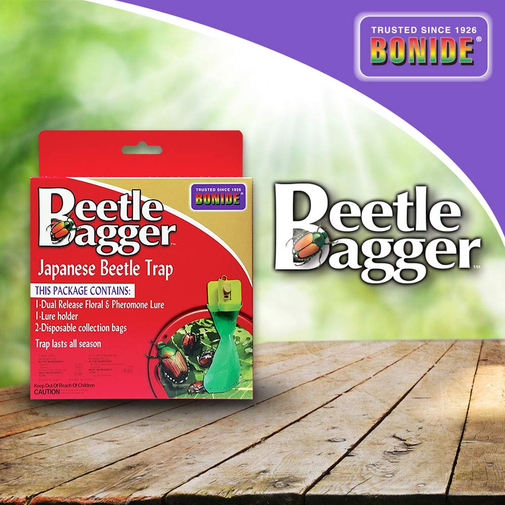 Bonide Beetle Bagger Japanese Beetle Trap Kit for Indoors and Outdoors, 2 Disposable Collection Bags Included