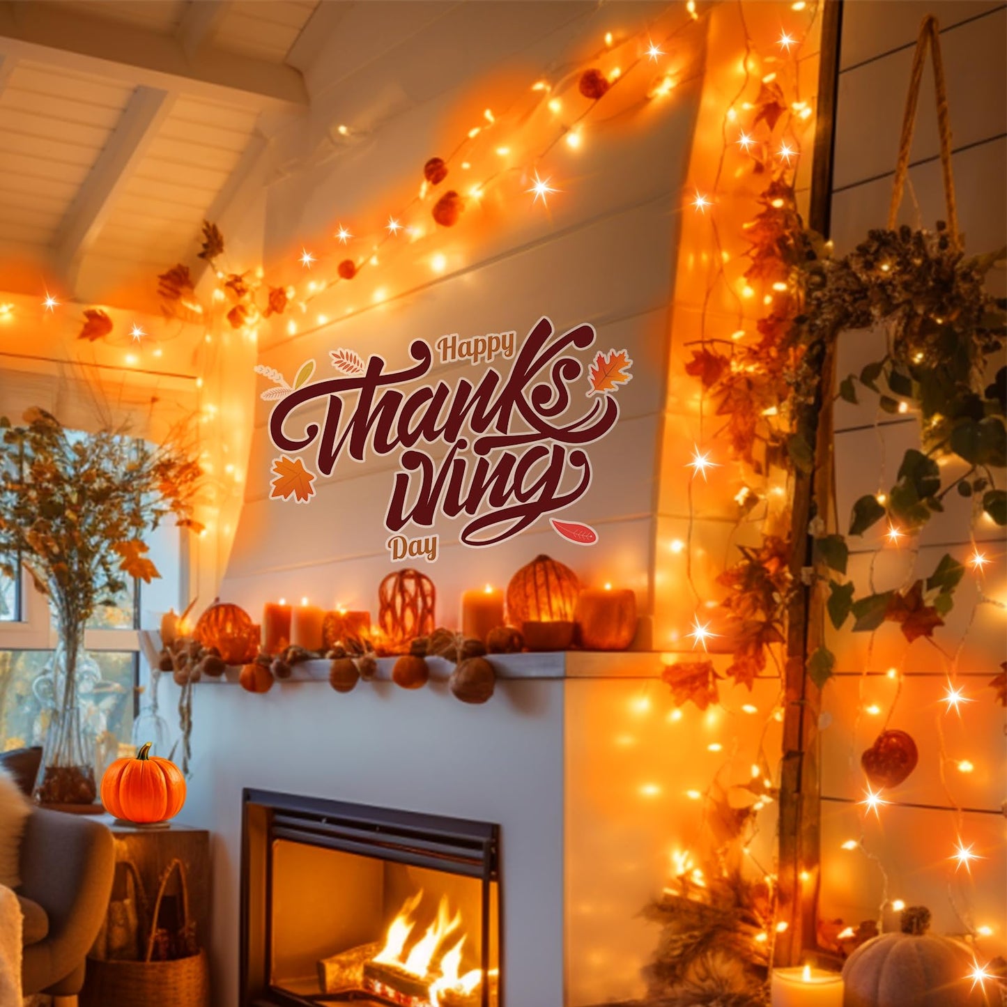 ILLUMINEW 300 Led Orange String Lights Outdoor Halloween Decorations, 108 Ft Thanksgiving Decor Lights 8 Modes Fairy Lights for Bedroom Yard Room Decor