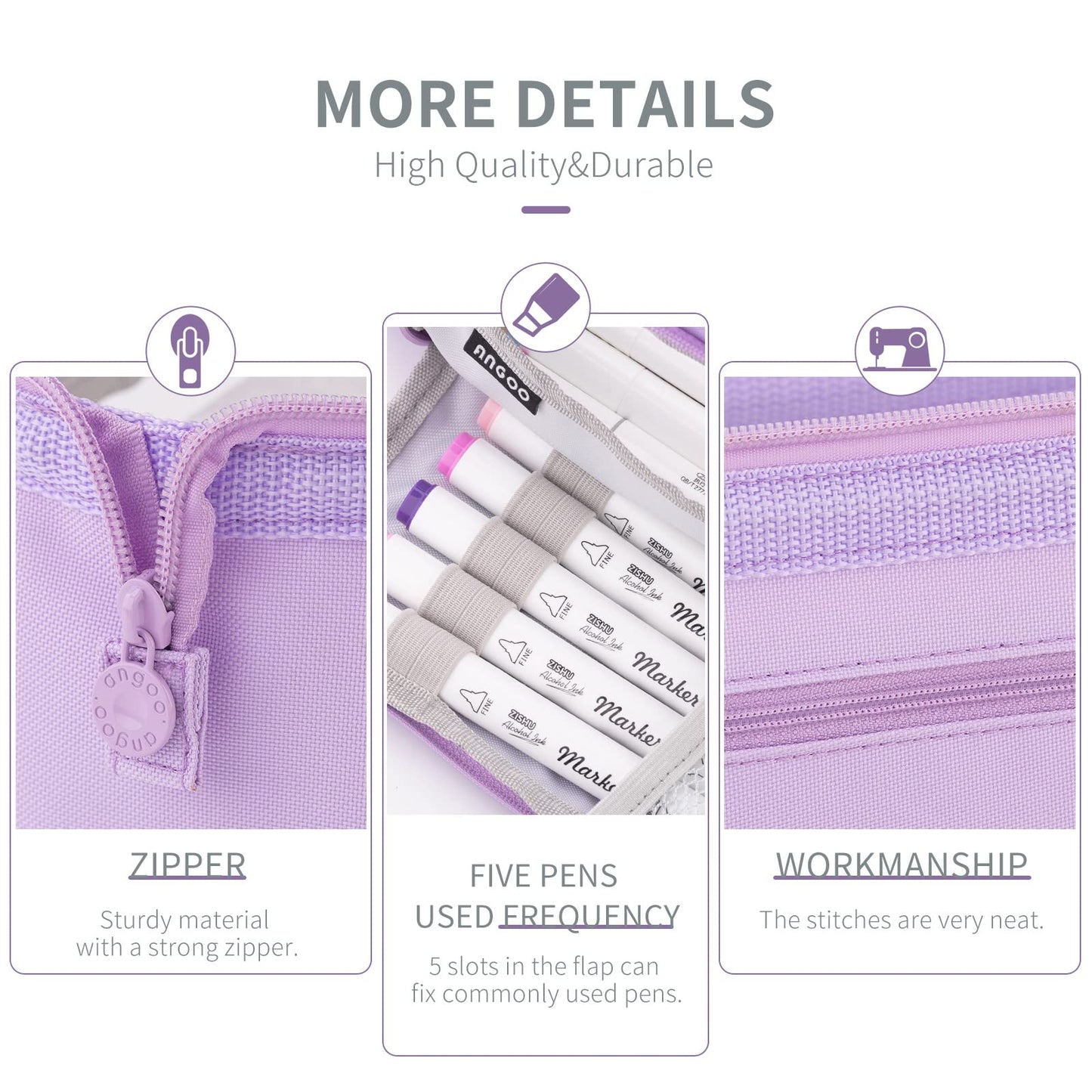 HVOMO Pencil Case Large Capacity Pencil Pouch Handheld Pen Bag Cosmetic Gift for Office School Teen Girl Boy Men Women Adult (Purple)