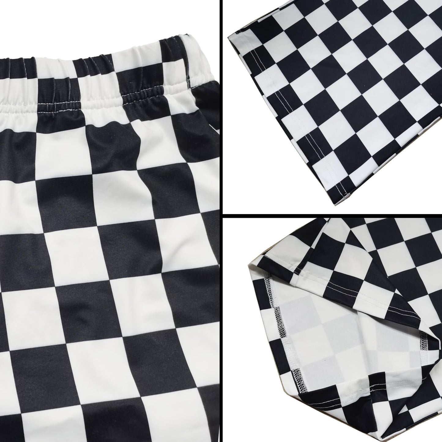 Women's Halloween Wide Leg Pants Checkered Casual Loose High Waist Loungewear Y2K Teen Gingham Sweatpants Summer Black Orange Plaid, L