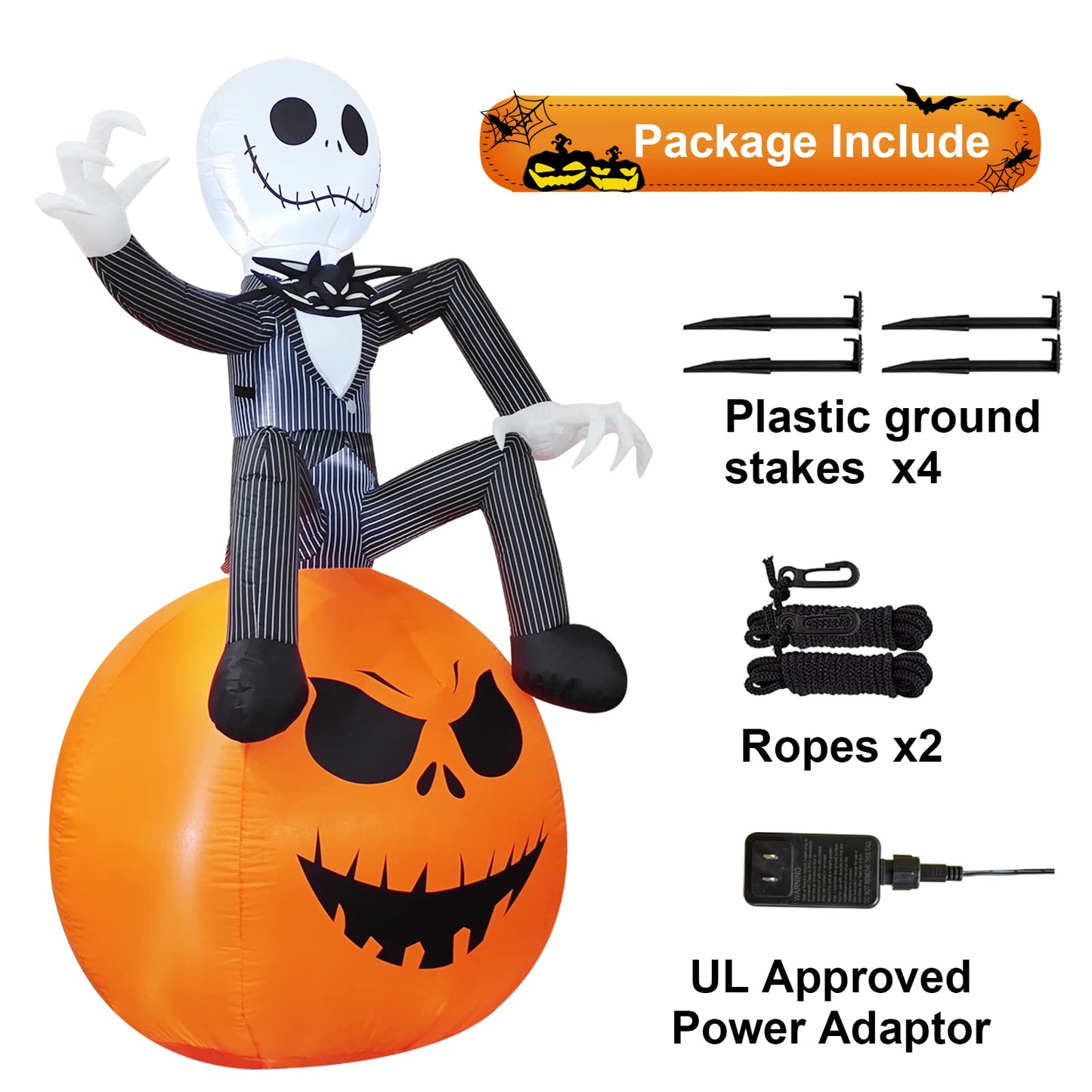 6 Ft Inflatable Halloween Yard Decorations - Outdoor Blow Up Yard Pumpkin Decor - Built-in LED Lights for Outdoor Halloween Lawn Decor
