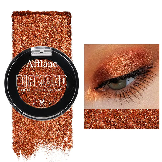 Afflano Metallic Orange Red Eyeshadow, Warm Glitter Eyeshadow Palette One-Swipe Coverage, Intense Color Sparkle Red Brick Eye shadow, Long Lasting Fall Eye Shadow for Women Halloween Pumpkin Makeup