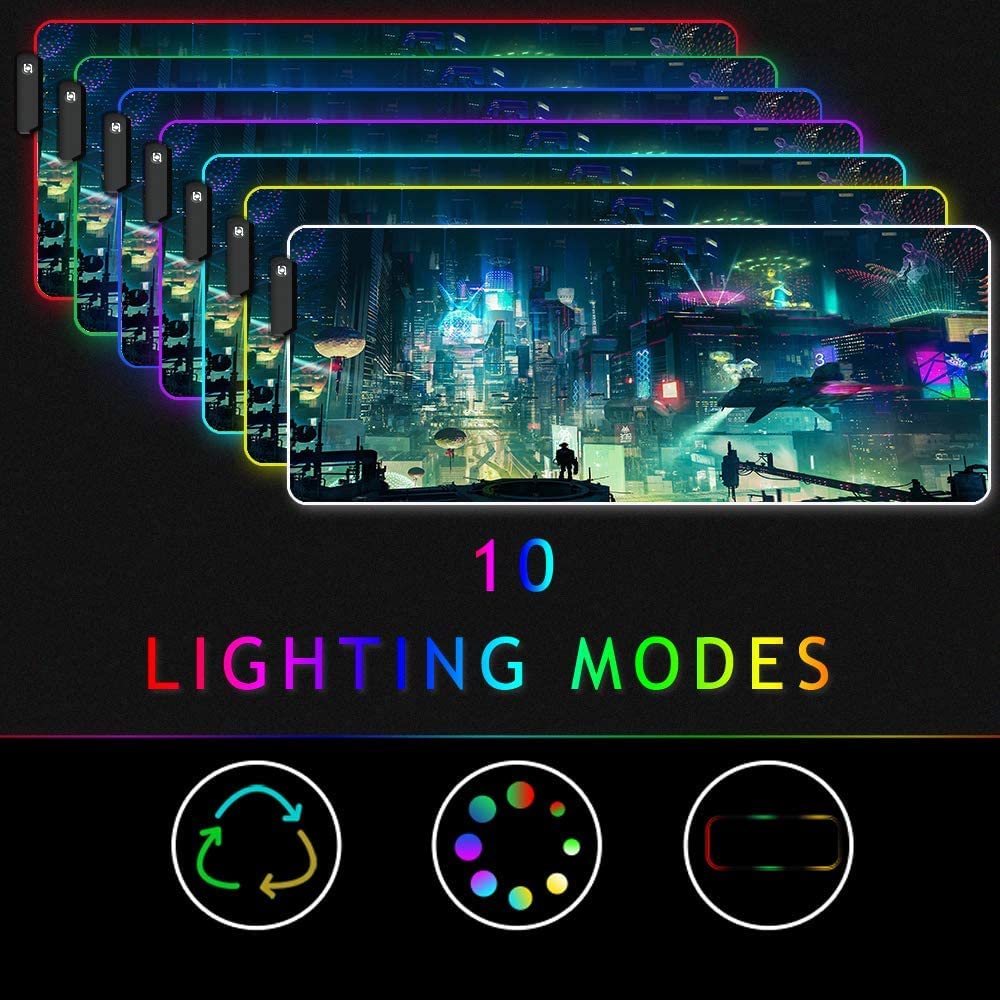 Imegny RGB Mouse Pad, XXL LED Gaming Mouse Mat Heavy Duty Anty Slip 35.4 * 15.7 Inches greencity