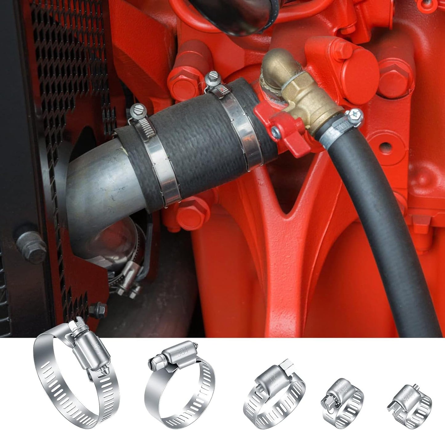 20Pcs Adjustable Stainless Steel Hose Clamps Assortment Kit, 1/4-2 in (6-51mm) Worm Gear Pipe, Fuel LineHeavy Duty for Plumbing, Washing Machine, Mechanical,Garden and Automotive Hose Connections