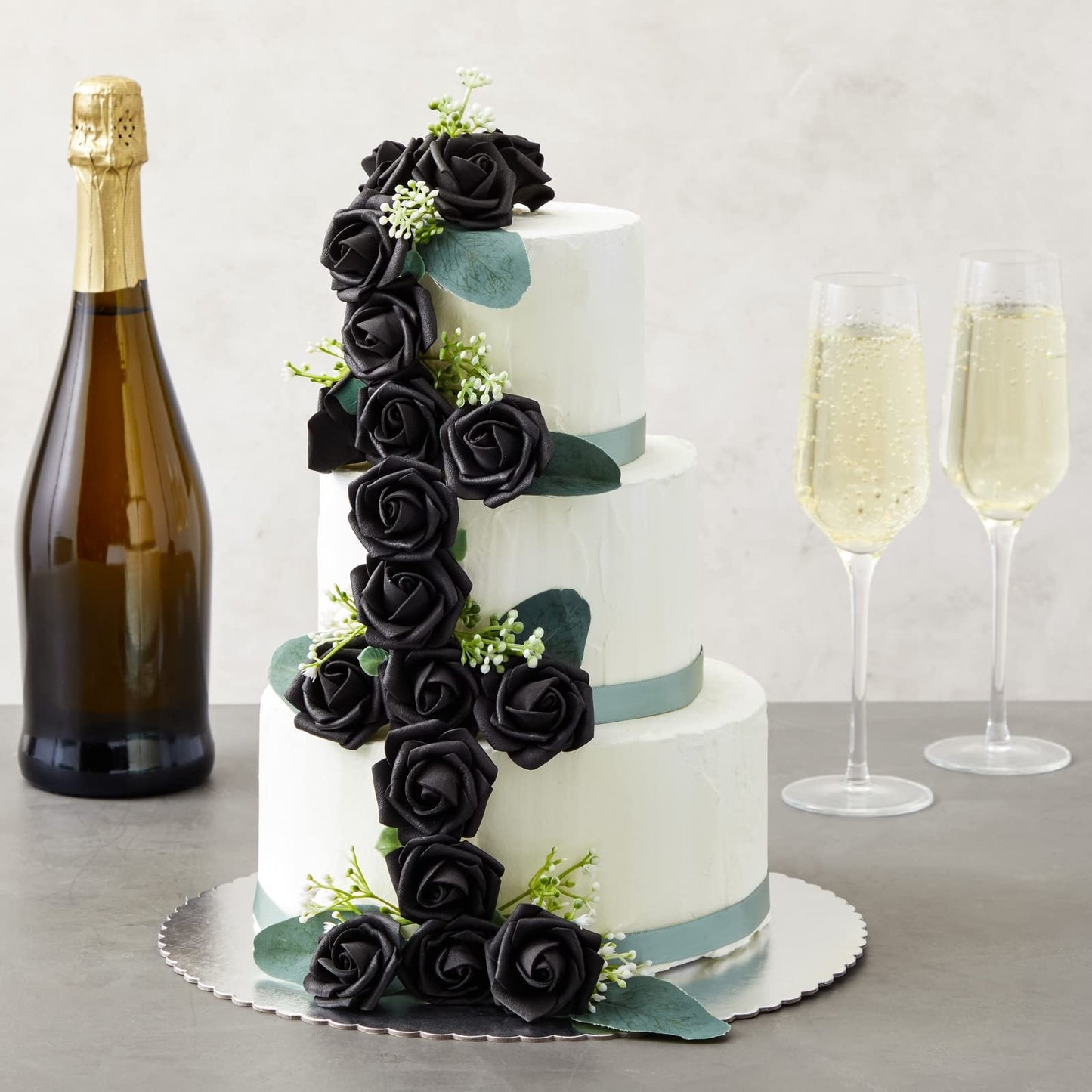 Bright Creations 100-Pack Black Artificial Flowers, Fake Foam Flowers for Halloween Decorations, DIY Crafts, Bouquets, and Black-Themed Parties (3 Inches)