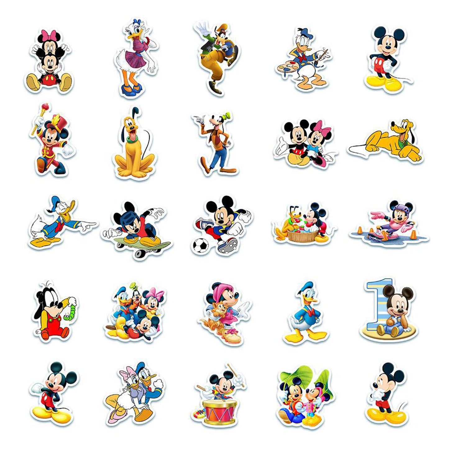 50Pcs Hot Disney Mickey Mouse Stickers for Water Bottle Cup Laptop Guitar Car Motorcycle Bike Skateboard Luggage Box Vinyl Waterproof Graffiti Patches JHSL