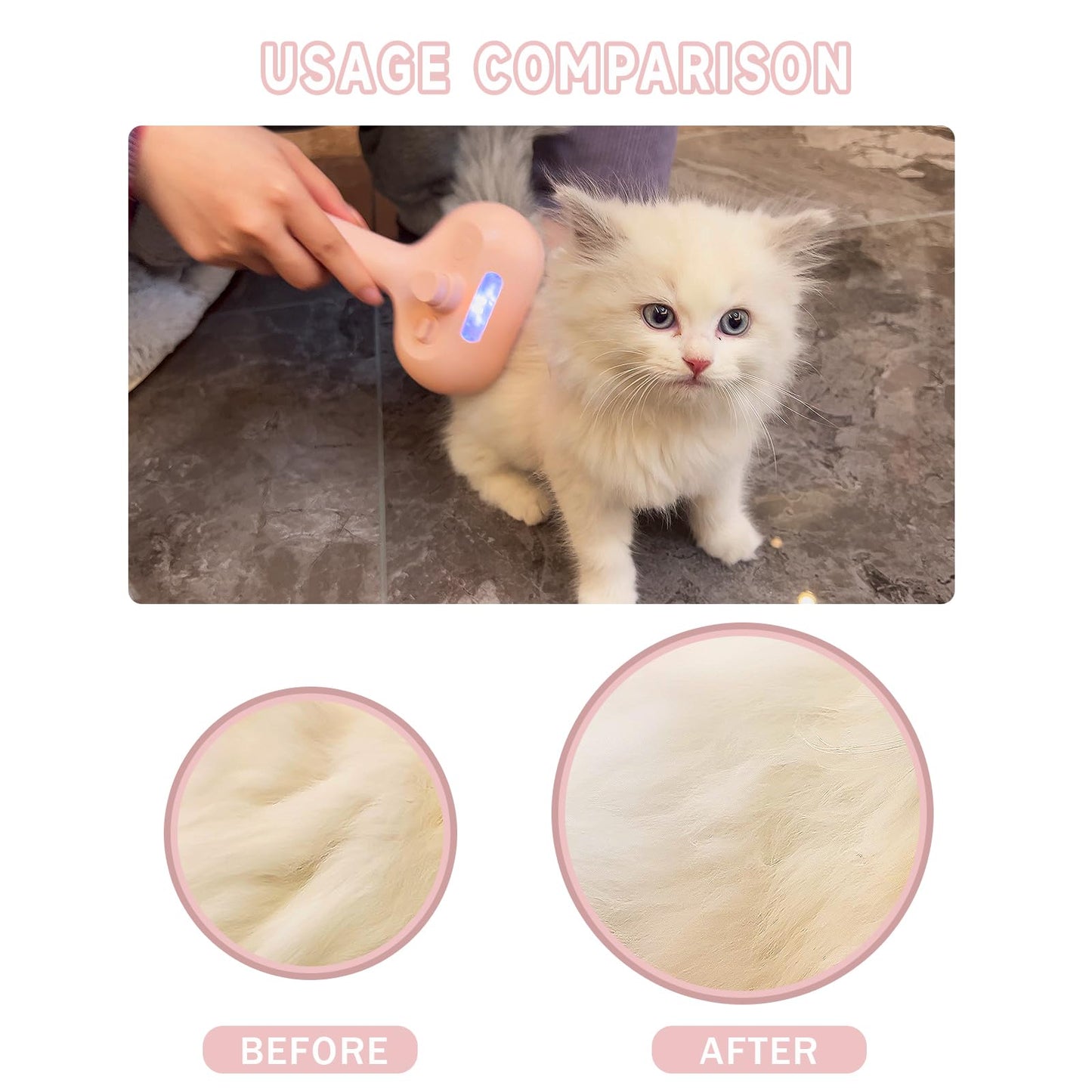 3 in 1 Cat Steam Brush - Pet Spray Hair Removal Comb for Shedding & Grooming - Water Brush for Cats Dogs - One-Click Release Button - Steam Brush for Dogs, Pet Steam Brush for Dog