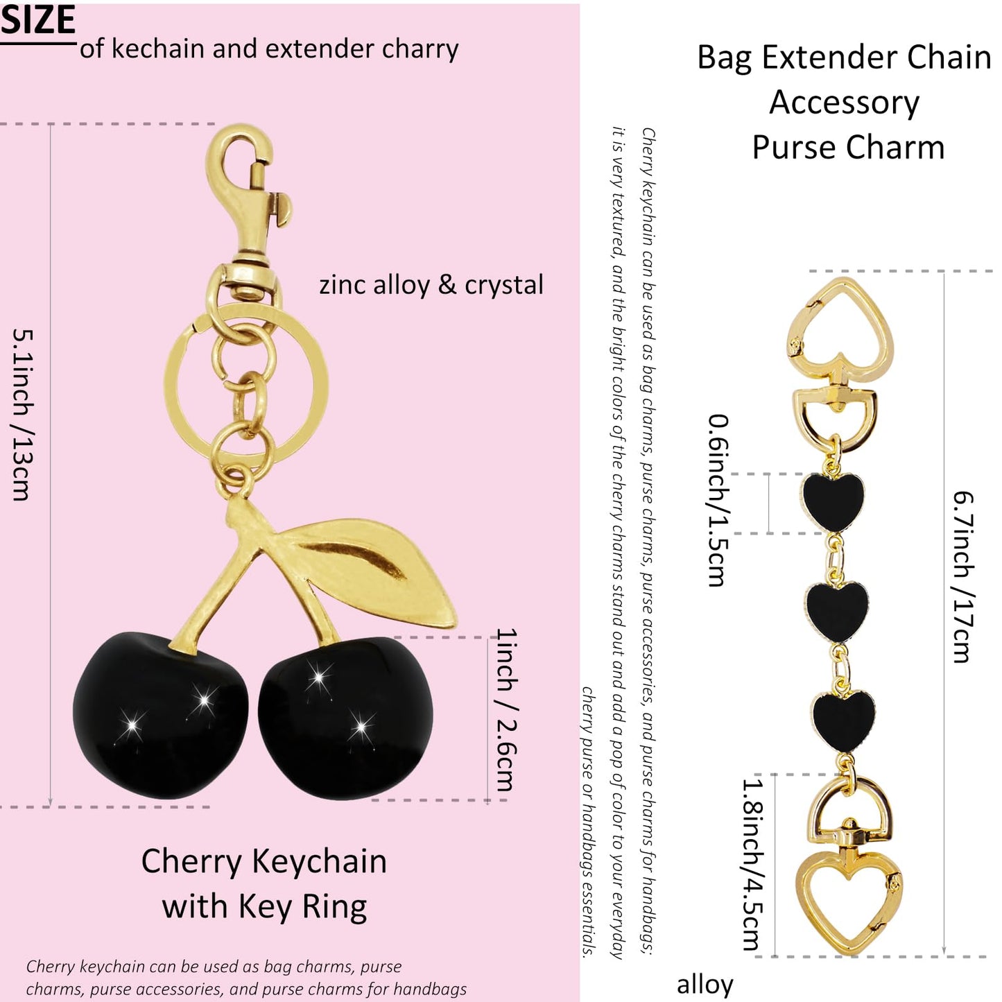 BIHRTC Cherry Keychain Accessory Purse Charm Bag Charms for Purses Shoulder Bags Handbags Making Supplies