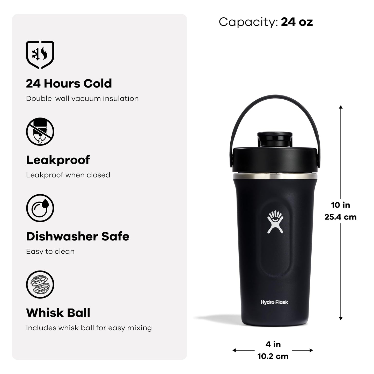 Hydro Flask 24 Oz Insulated Shaker Bottle Black