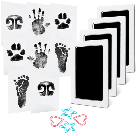 4-Pack Baby Inkless Hand and Footprint Kit Paw Nose Print Kit for Dogs Cats Pets Clean Touch Ink Pad for Baby Pets Newborn Keepsake Mess-Free Ink Pad