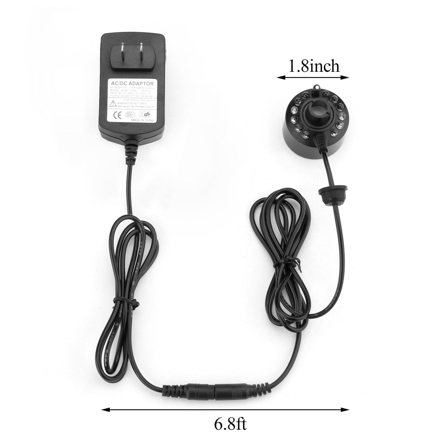 AGPTEK Mist Maker Fogger Water Fountain Pond Fog Machine Atomizer Air Humidifier with 12 LED Light Color Change for Office Home Room Car, Black