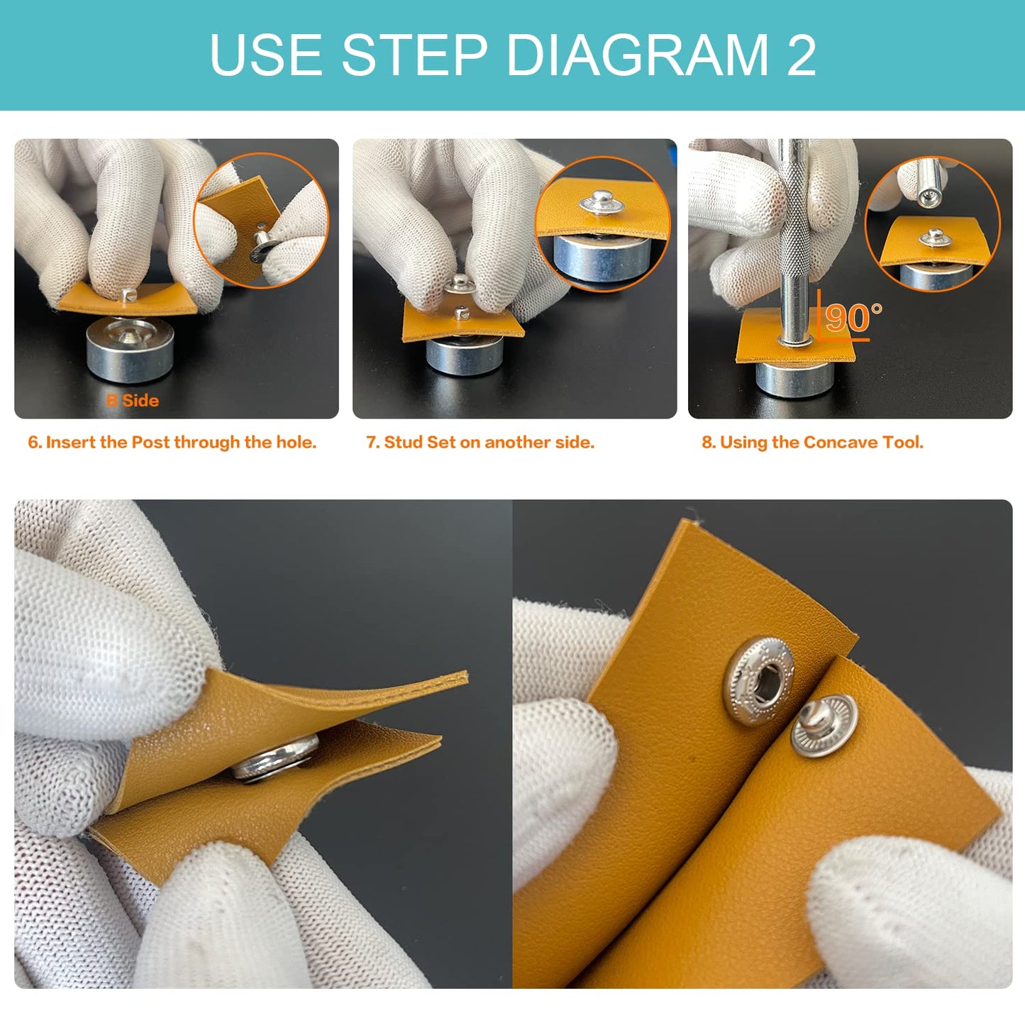 45 Set Leather Snap Fasteners Kit, 15mm Stainless Steel Leather Snaps Kit with 4 Install Tools, 3 Color Snaps for Clothes, Jacket, Down Jeans Wears, Bracelets, Bag, DIY Crafts