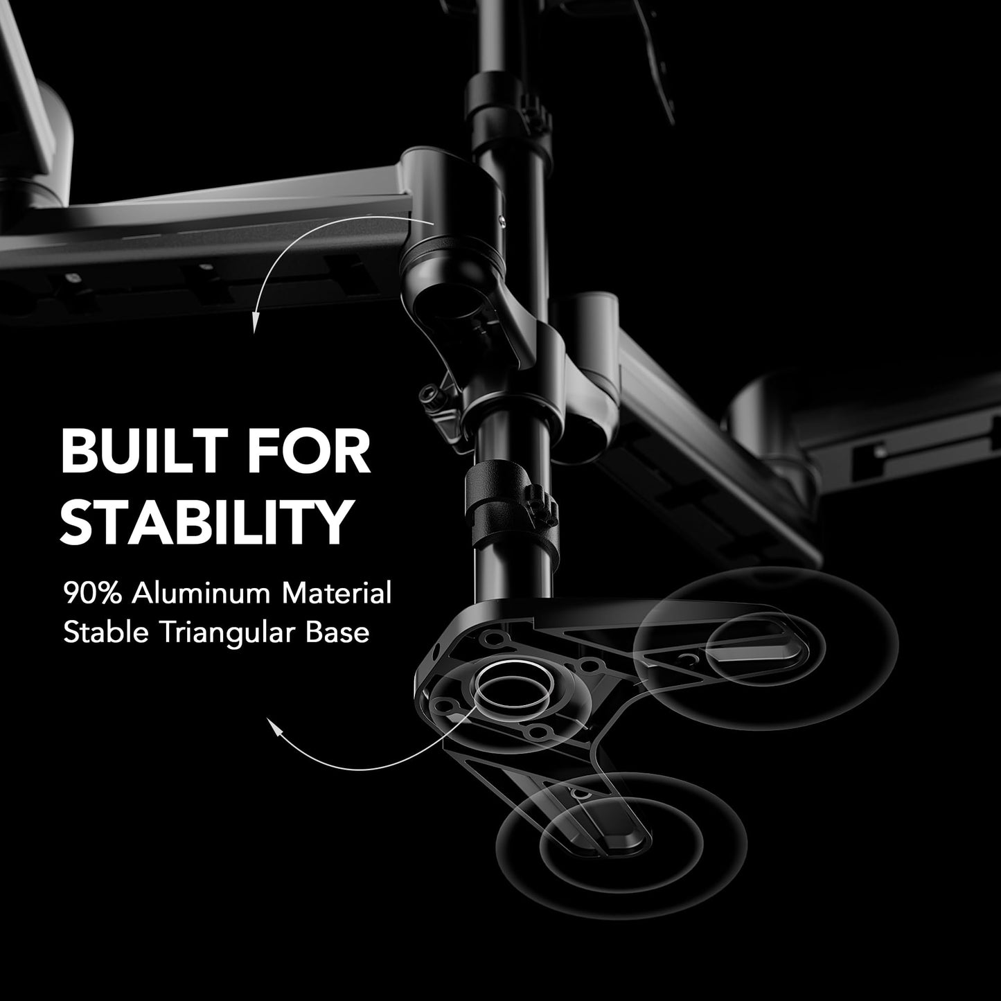 HUANUO Triple Monitor Mount for 17 to 32 inch Screens, Gas Springs Adjustment Triple Monitor Stand with Swivel, Tilt, Rotation, Clamp & Grommet Kit (Black)