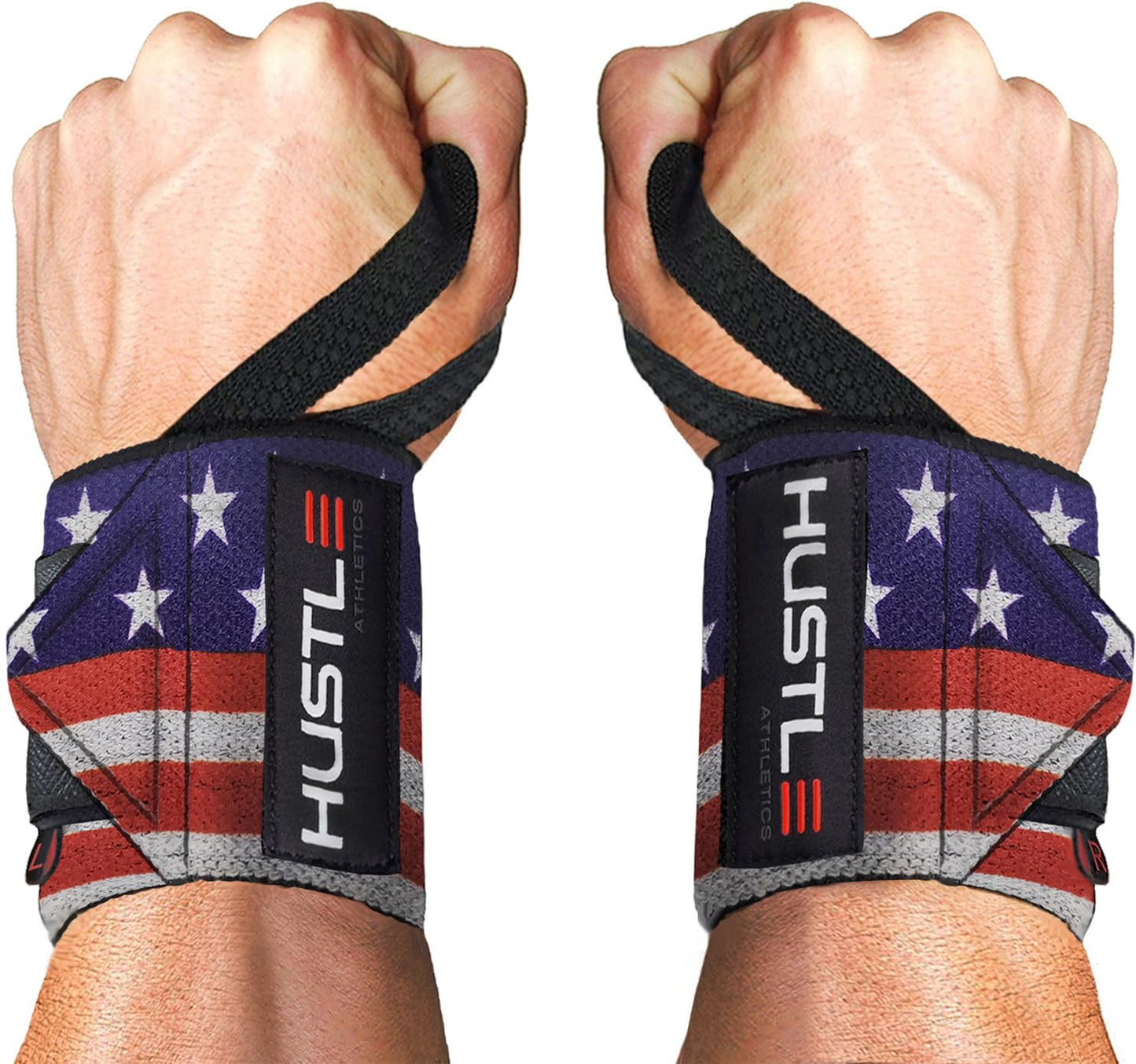 Hustle Athletics Wrist Wraps - Best Weightlifting Support (Professional Competition Grade Wrap) - Brace Your Wrists to Push Heavy, Avoid Injury & Improve Your Workout - for Men & Women