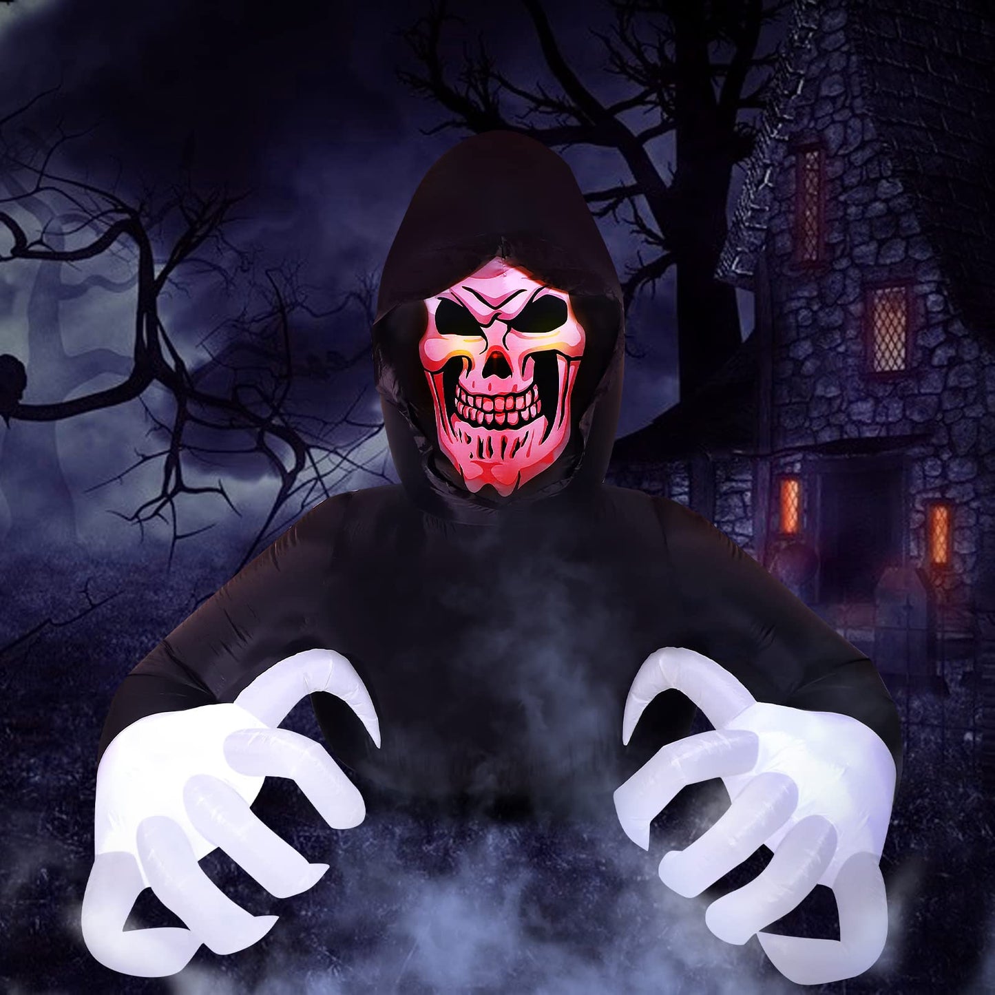 8 FT Length Halloween Inflatable Grim Reaper Halloween Decorations Halloween Outdoor Blow Up Yard for Halloween Outdoor Yard Decorations, Garden, Lawn,Indoor