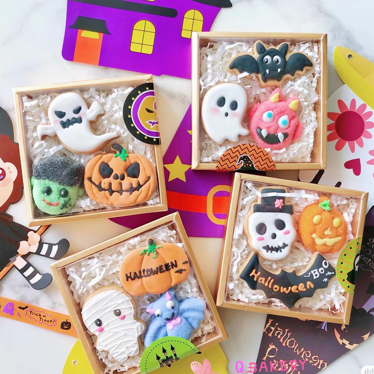 5 Pieces Mini Halloween Cookie Cutters, Size 2.2" to 2.6" Small Stainless Steel Molds Ghost, Cat, Bat, Pumpkin Holiday Shapes for Halloween Party Decorations