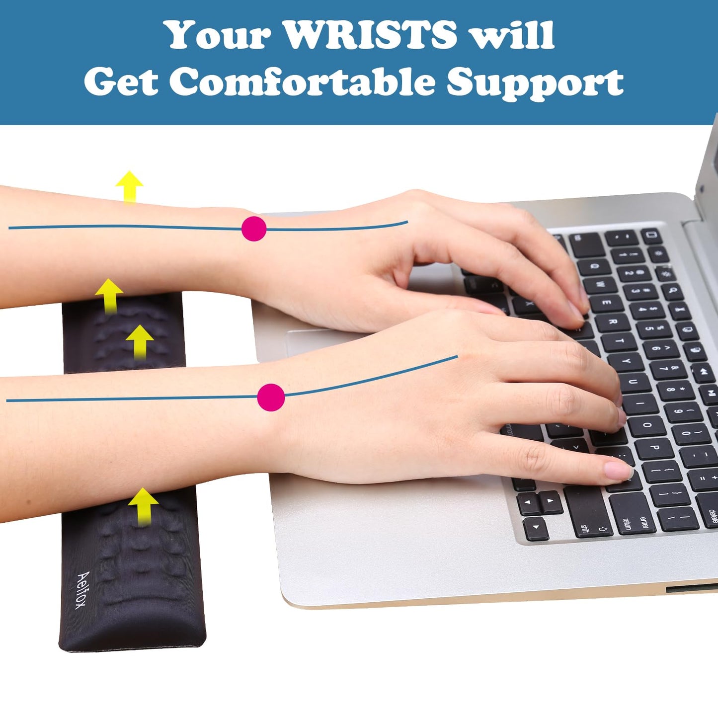 Aelfox Keyboard Wrist Rest for Laptop, Ergonomic Laptop Wrist Pad Wrist Support for Slim 87 Key Gaming Keyboard/Computer/Mac (14.17 x 2.32 x 0.7 Inch)