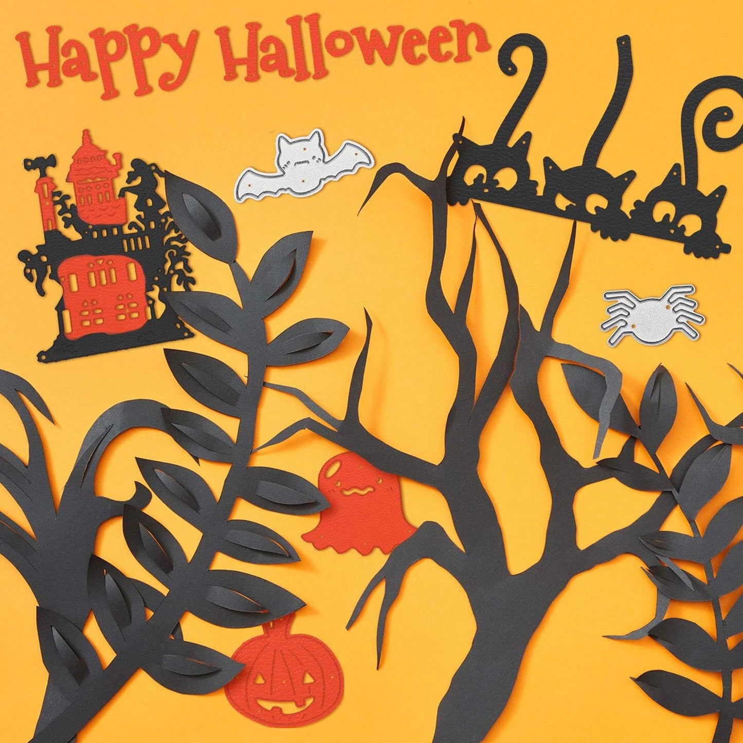 9 Pieces Halloween Cutting Dies Set Pumpkin Skull House Shape Template Metal Cutting Stencils for Halloween Scrapbook Card Making DIY Crafts Favors