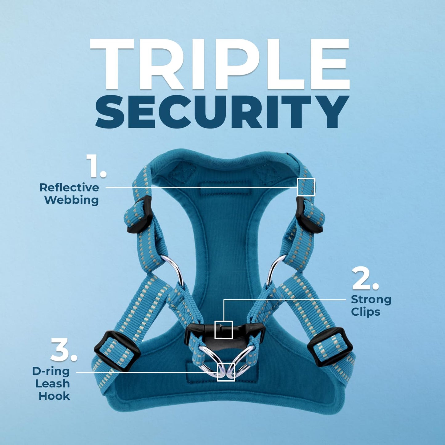 Best Pet Supplies Voyager Adjustable Dog Vest Harness Breathable No Pull Harness for Small, Medium, Large Dogs, Harness for Walking, Jogging, Easy Step-in, Reflective Stripes - Turquoise, S