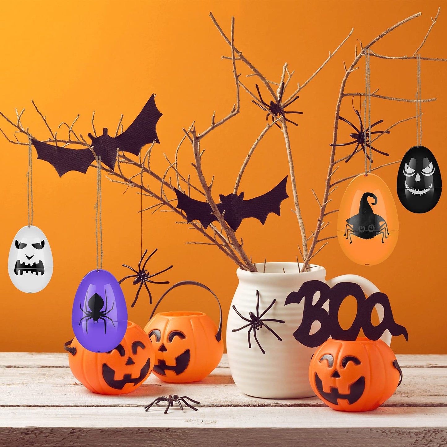 72 Pieces Halloween Skull Eggs Halloween Easter Plastic Eggs Halloween Eggs Plastic Fillable Scavenger Hunt for Trick or Treating Candy Box Mini Halloween Eggs for Halloween Party Supplies