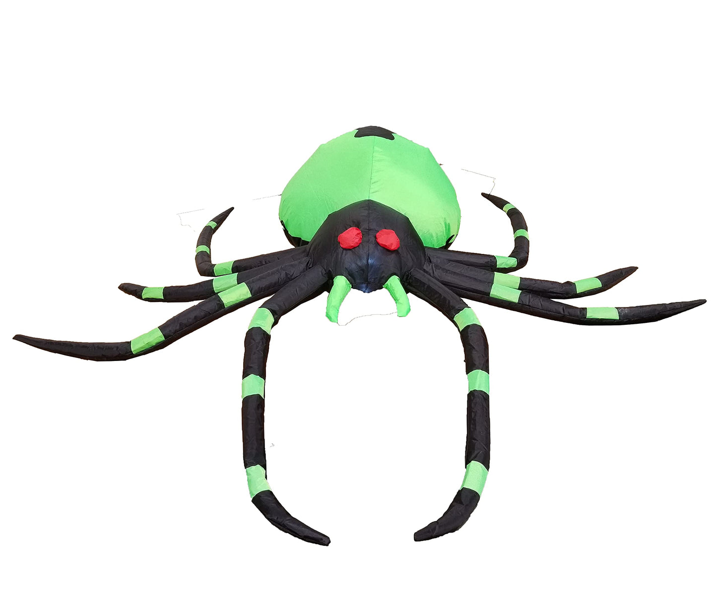 6 Foot Long Halloween Inflatable Black Green Spider LED Lights Decor Outdoor Indoor Holiday Decorations, Blow up Lighted Yard Decor, Giant Lawn Inflatables Home Family Outside