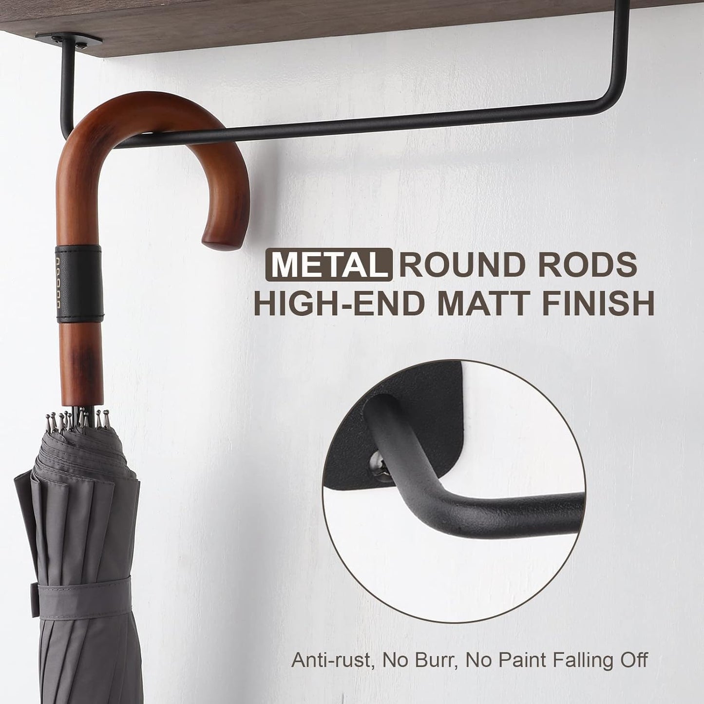 HYDERMUS Hat Rack for Wall with Shelf for 24 Baseball Caps Metal Hat Organizer with 12 Clips and 12 Hook Hat Holder Wall Mounted for Baseball Caps Trucker Hat and Others Hat Weathered Walnut