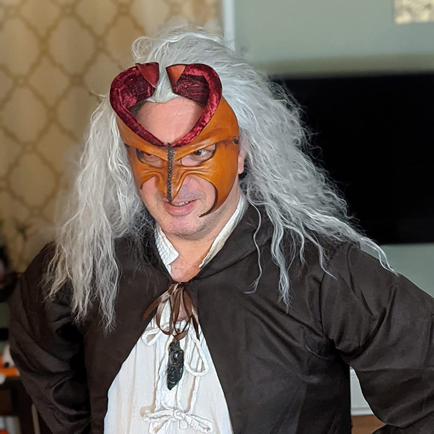 iCos Old Lady Wig - Long Curly Fluffy Dirty Silver Grey Witch Hair Wig for Grandma, Halloween Costume, Movie Cosplay, Punk Style - Adult Men & Women