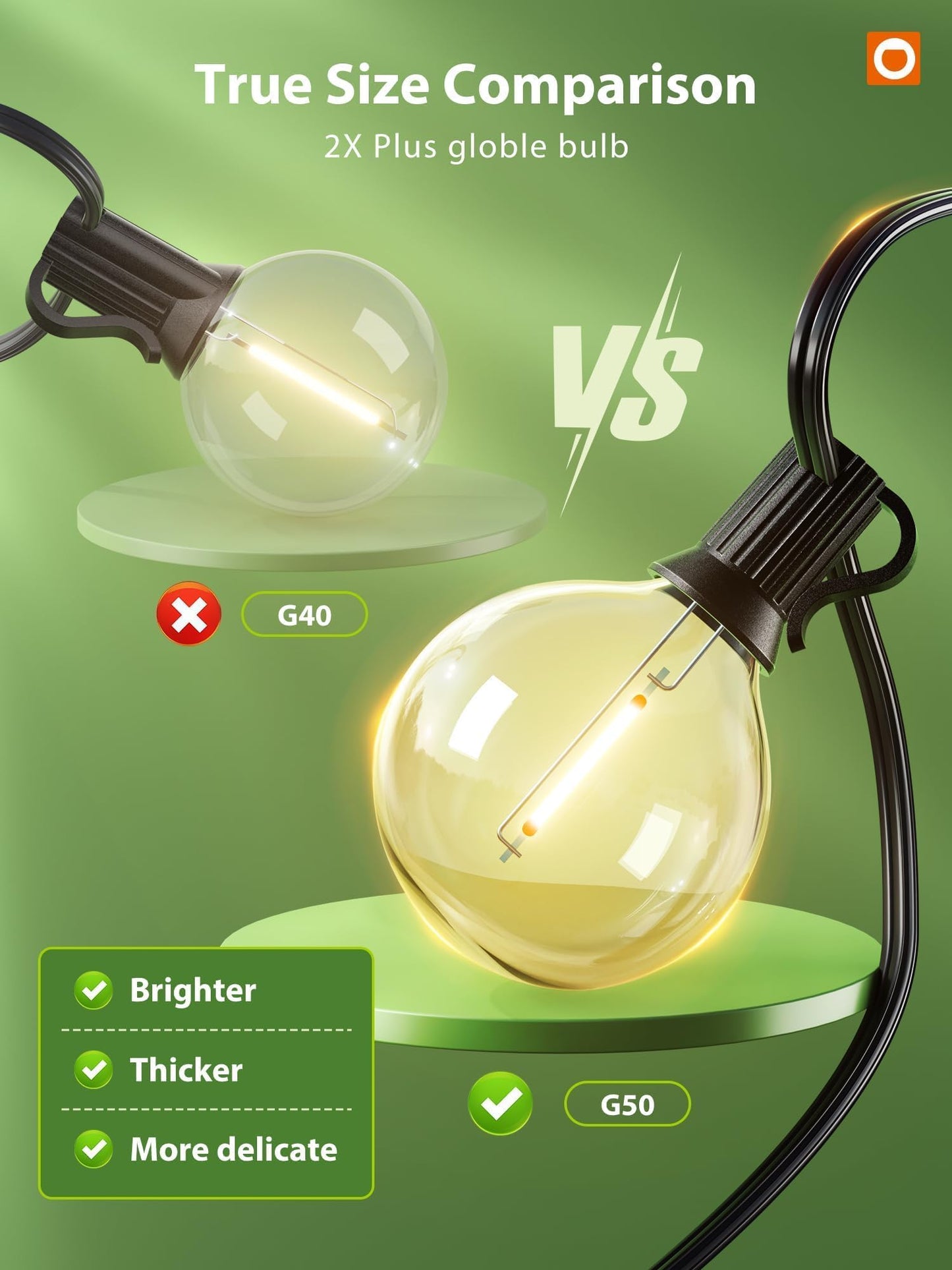 addlon 50FT Solar String Lights for Outside G50 Waterproof with USB Port Solar Patio Lights Outdoor Solar Powered LED Bulbs 3 Light Modes for Backyard Porch Garden Market Bistro Camping