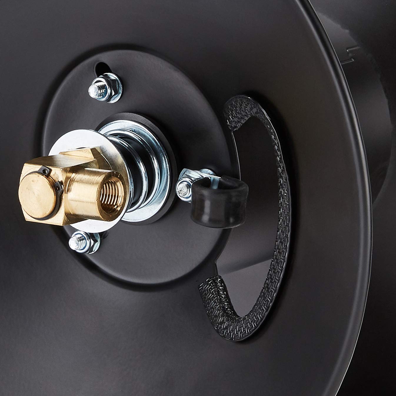 Amazon Basics Retractable Air Hose Reel - Fits 3/8-Inch × 50-Feet Air Compressor Hoses, Hoses Excluded, Not for Water/Pressure Washers, 300PSI, Black