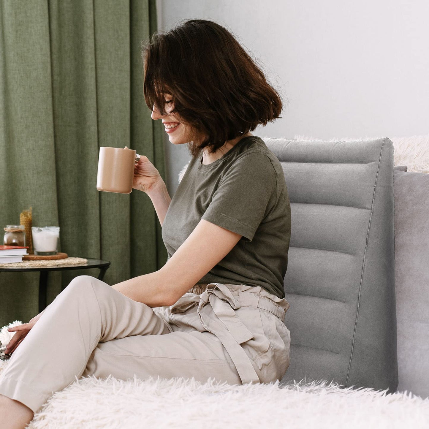 Inflatable Wedge Pillow for Sleeping, Portable Travel Wedge Pillow for Sitting in Bed, Inflatable Wedge Pillows for Travel, Blow Up Wedge Pillow Under Knee Pillow