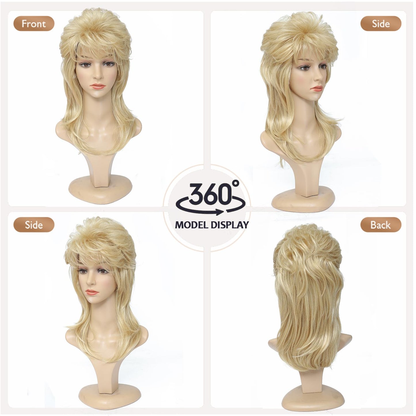 Adequate Mullet Wigs for Women,Joe Dirt,Emo Wig,80s 90s Costumes Fancy Party Accessory Cosplay Wig,Halloween Man x (Light Blonde)