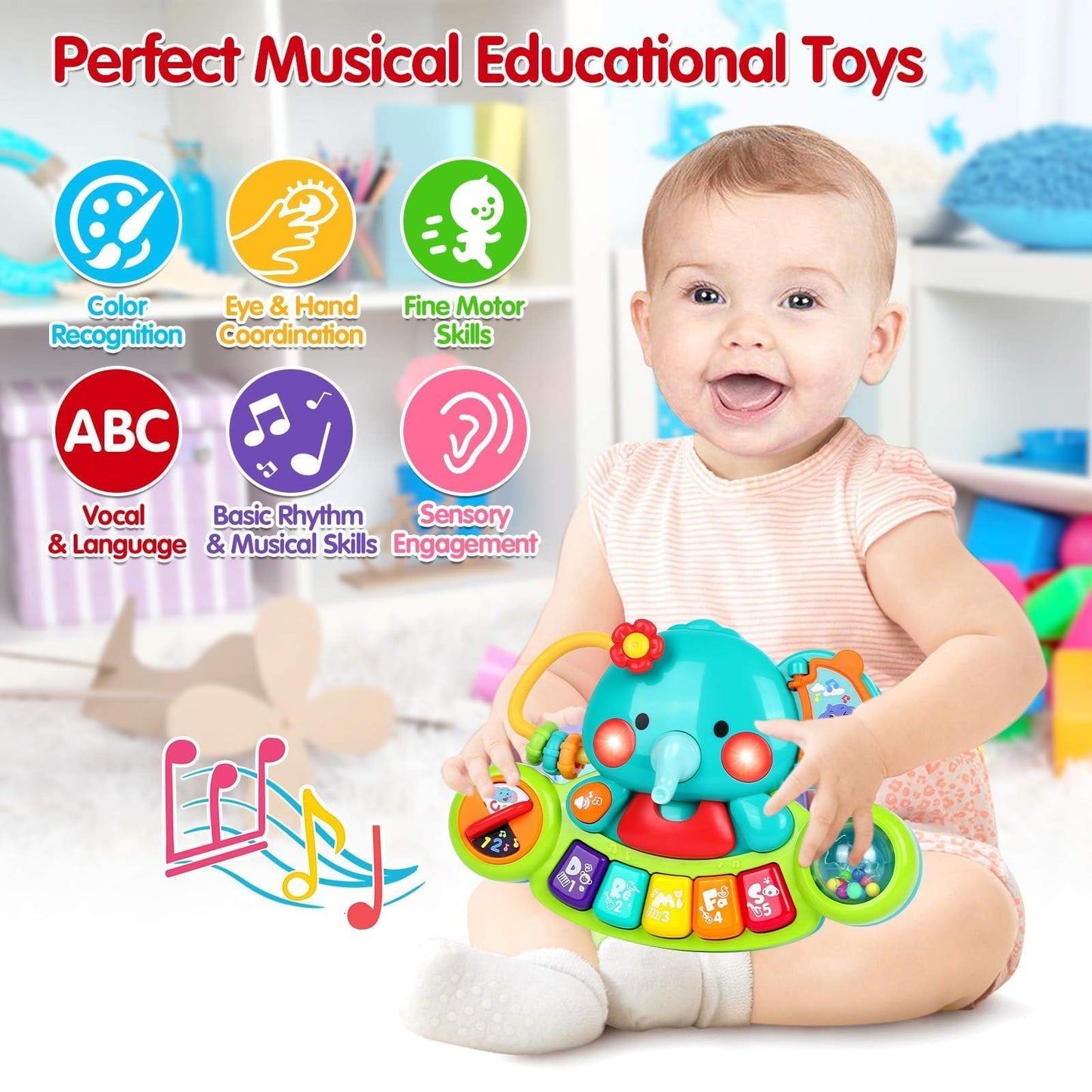 Baby Piano Toy 6 to 12 Months Light Up Music Baby Toys for 0 6 9 12 18 Months Early Learning Educational Piano Keyboard Infant Babies Girl Toy 1 Year Old Boy Girls Gift