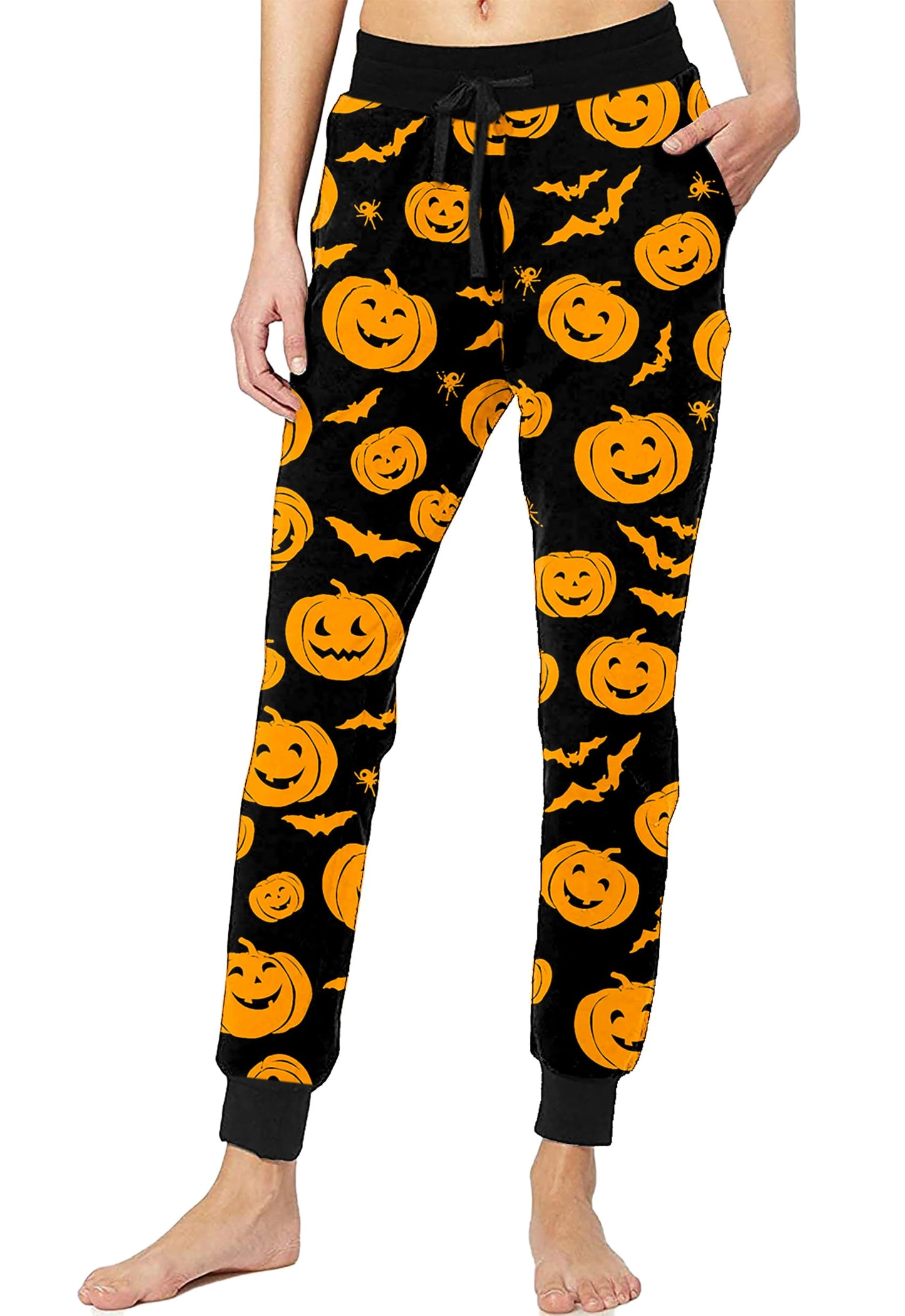 Women Pumpkin Leggings Halloween Jogger Pants for Women Cotton Ankle Drawstring Lounge Pajama Pants 2XL