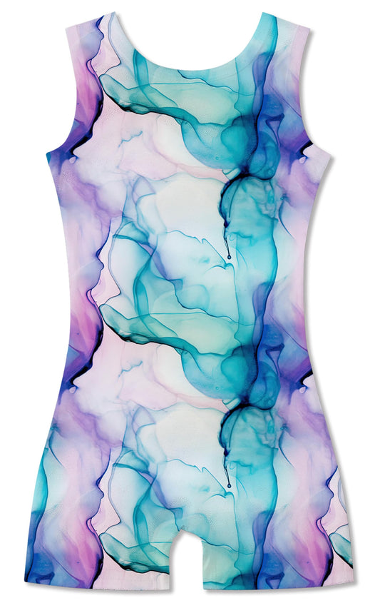 Idgreatim Girls Gymnastics Leotards 5t 6t Blue Tie Dye Biketards Unitard with Shorts Ballet Dance Dress Outfits 5-6 Years Old