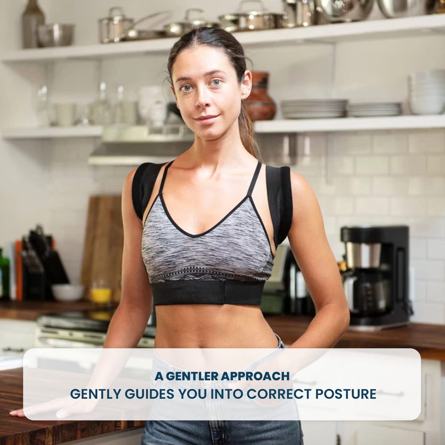 Berlin & Daughter Posture Corrector - Fully Adjustable Breathable Clavicle Chest Back Support Brace for Improves Posture & Provide Lumbar Support Back Pain Relief - Perfect for Men & Women - Medium