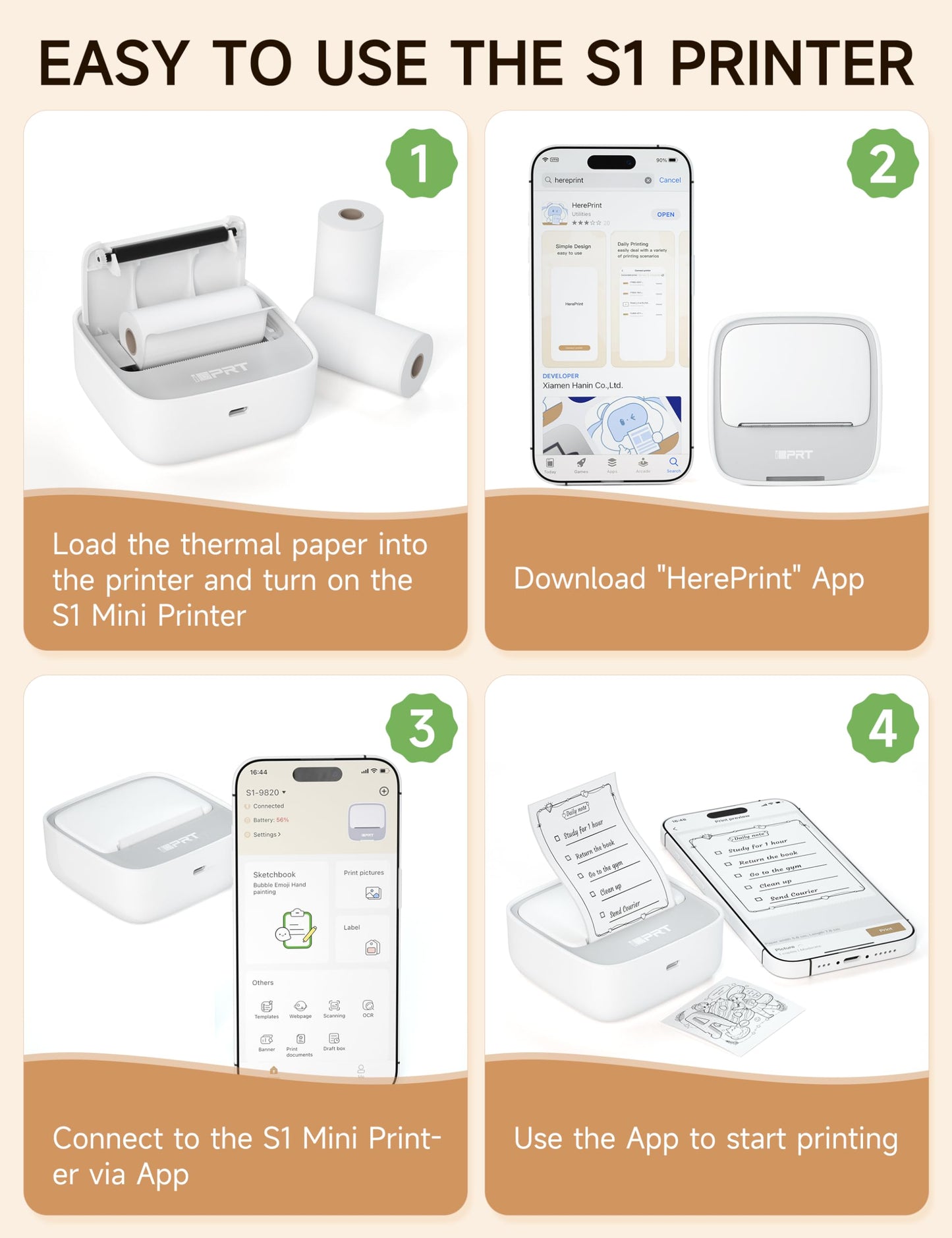 iDPRT Portable Sticker Maker Machine with 1 Roll Sticker Paper, Mini Printer Efficiently and Quickly, Thermal Printer for Study Notes, Pictures, DIY, Label, Free App with Multiple Templates, Grey