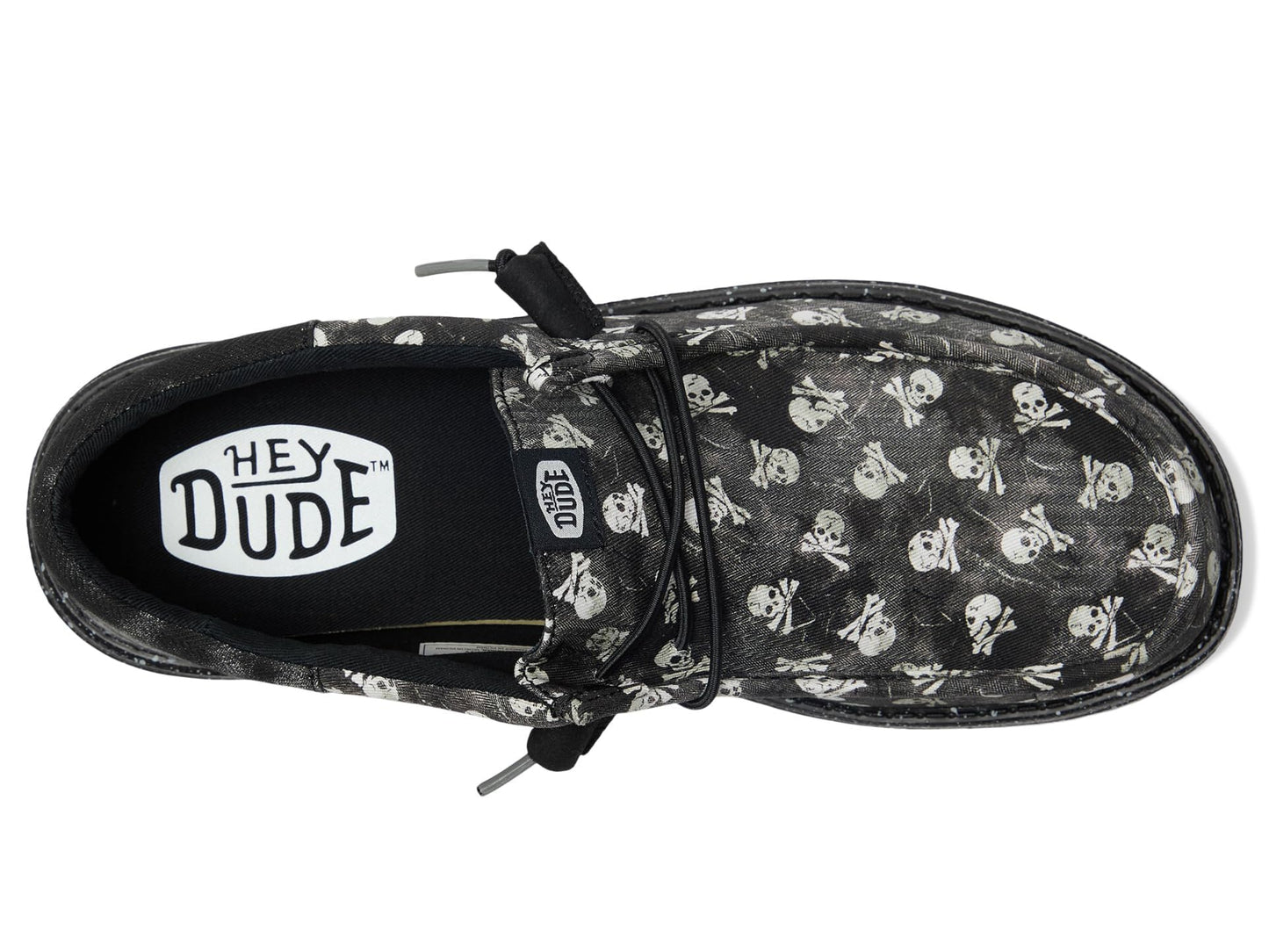 HEYDUDE Men's Wally Funk Skull Print, Black/Black Oyster, 10 Medium