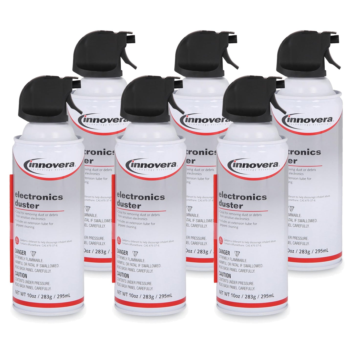 Innovera Compressed Air Duster Cleaner, 10 oz Can, 6/Pack