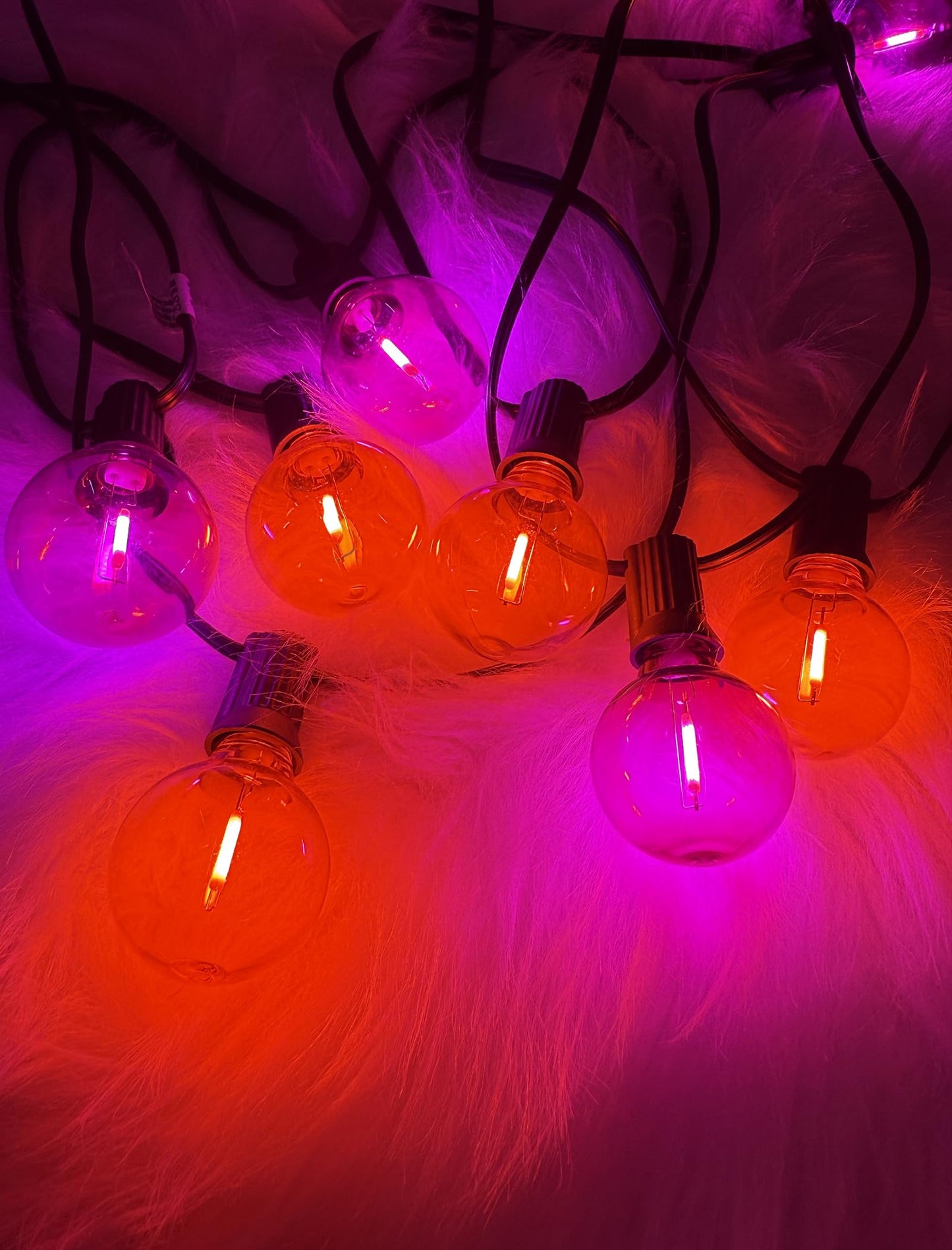 Abeja G40 Purple Orange LED Replacement Bulbs, 0.6W Halloween Bulb Shatterproof Waterproof Outdoor String Lights Bulb for Indoor Outdoor Halloween Patio String Lights, 25 Pack